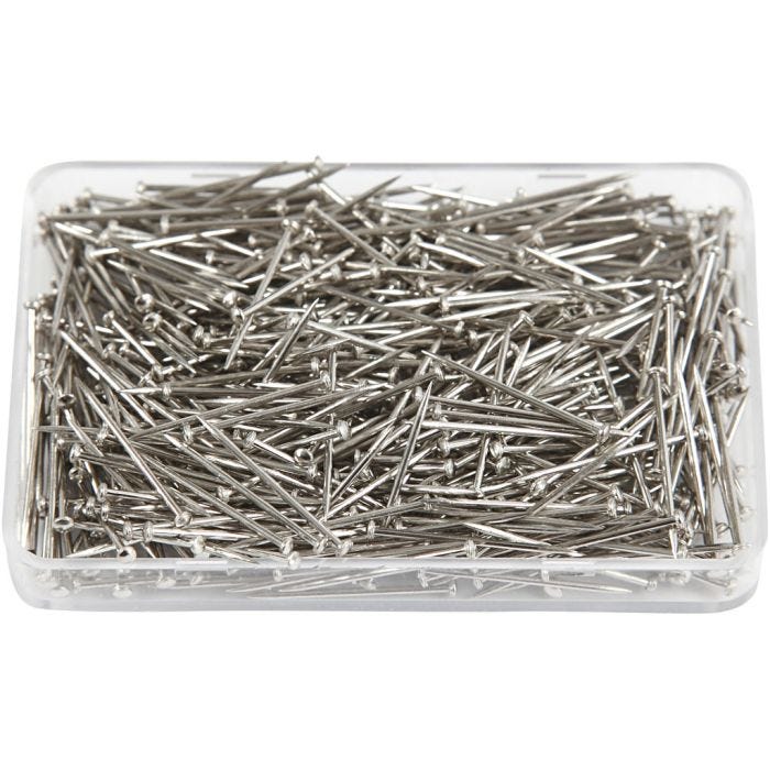 Knappenåler, L: 16 mm, tykkelse 0,65 mm, sølv, 35 g/ 1 pk.
