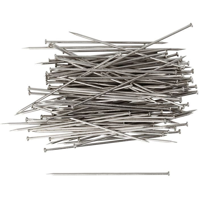 Knappenåler, L: 34 mm, tykkelse 0,6 mm, sølv, 50 g/ 1 pk.