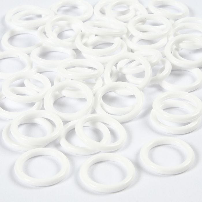 Plastringer, str. 15 mm, tykkelse 2 mm, hvit, 50stk./ 1 pk.
