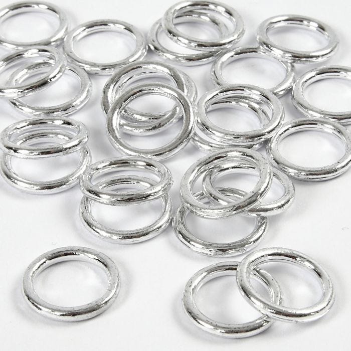 Plastringer, str. 15 mm, tykkelse 2 mm, sølv, 25stk./ 1 pk.