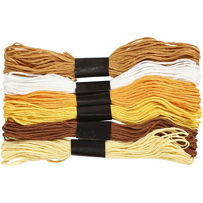 Broderitråd, tykkelse 1 mm, gylden, 6 bunt/ 1 pk.