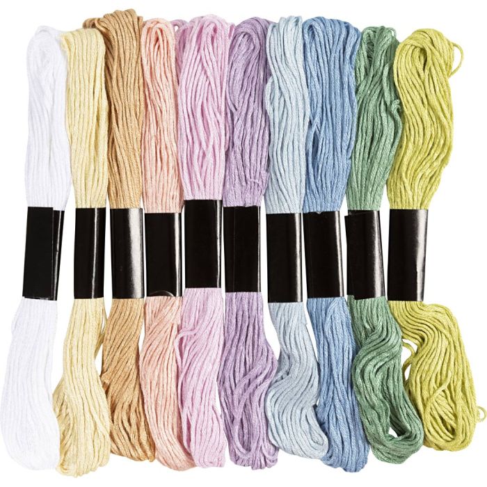 Broderitråd, tykkelse 1 mm, pastellfarger, 10x8 m/ 1 pk.