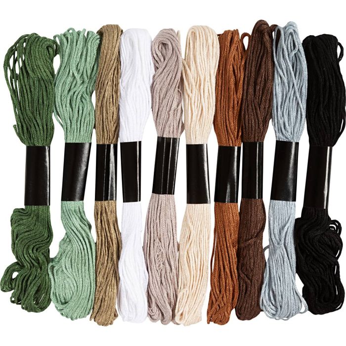 Broderitråd, tykkelse 1 mm, Naturfarger, 10x8 m/ 1 pk.