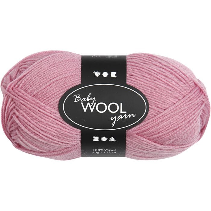 Babygarn, L: 172 M, mørk rosa, 50g/ 1 nst.