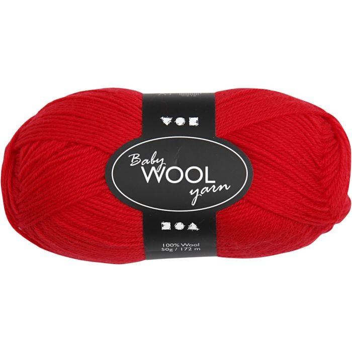 Babygarn, L: 172 M, rød, 50 g/ 1 nst.