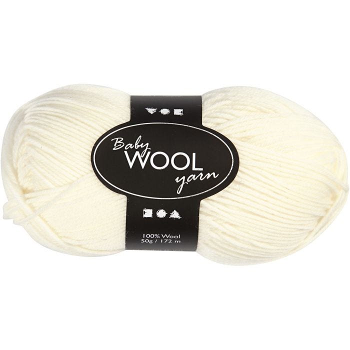 Babygarn, L: 172 M, creme, 50 g/ 1 nst.