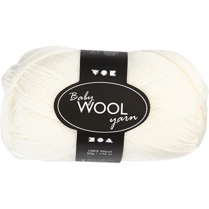 Babygarn, L: 172 M, hvit, 50 g/ 1 nst.