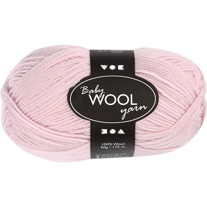 Babygarn, L: 172 M, lys rosa, 50 g/ 1 nst.