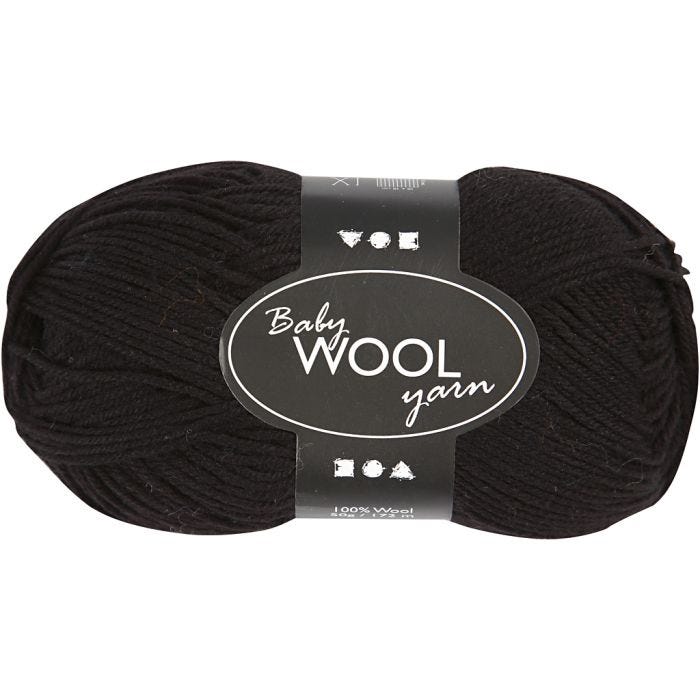 Babygarn, L: 172 M, svart, 50 g/ 1 nst.
