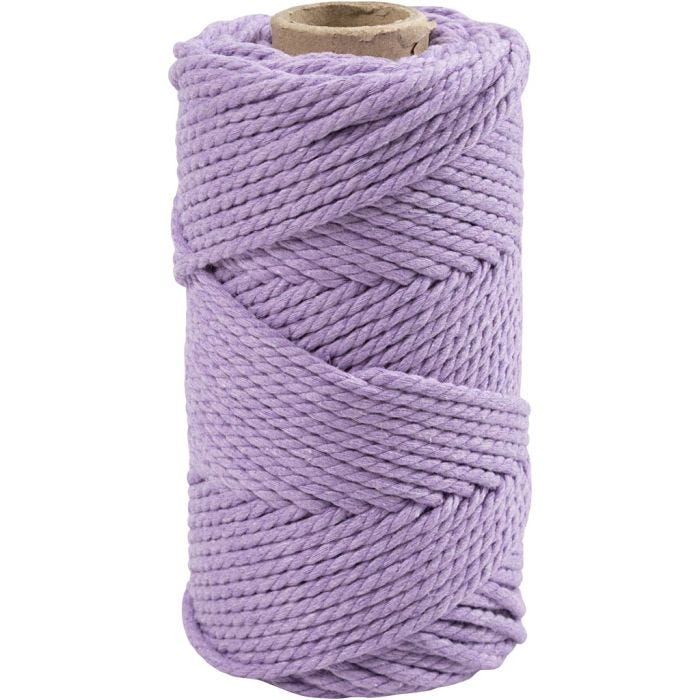 Macramè-rep, L: 55 M, dia. 4 mm, lilla, 330 g/ 1 rl.