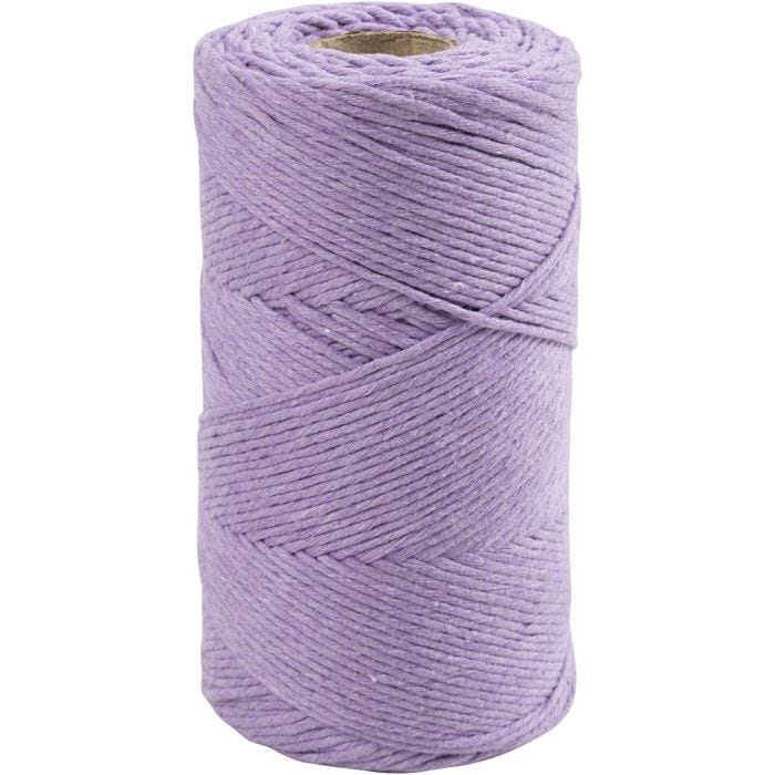 Macramè-Snor, L: 198 M, dia. 2 mm, lilla, 330 g/ 1 rl.