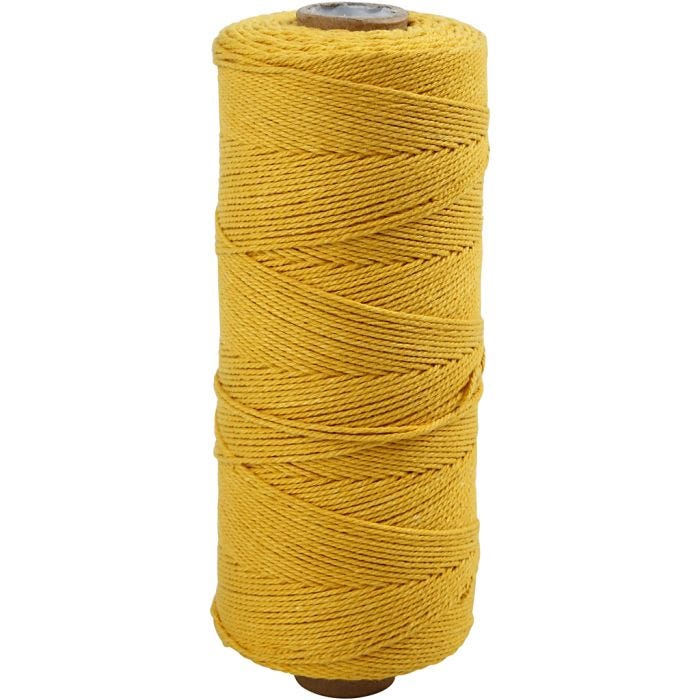 Knyttegarn, L: 315 M, tykkelse 1 mm, Tynn kvalitet 12/12, gul, 220 g/ 1 nst.
