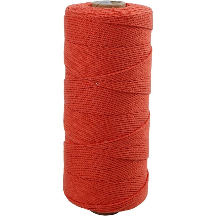 Knyttegarn, L: 315 M, tykkelse 1 mm, Tynn kvalitet 12/12, orange, 220 g/ 1 nst.