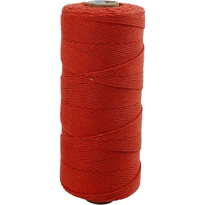 Knyttegarn, L: 315 M, tykkelse 1 mm, Tynn kvalitet 12/12, rød, 220 g/ 1 nst.