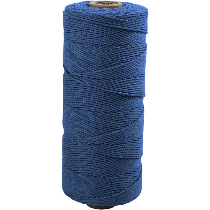 Knyttegarn, L: 315 M, tykkelse 1 mm, Tynn kvalitet 12/12, blå, 220 g/ 1 nst.