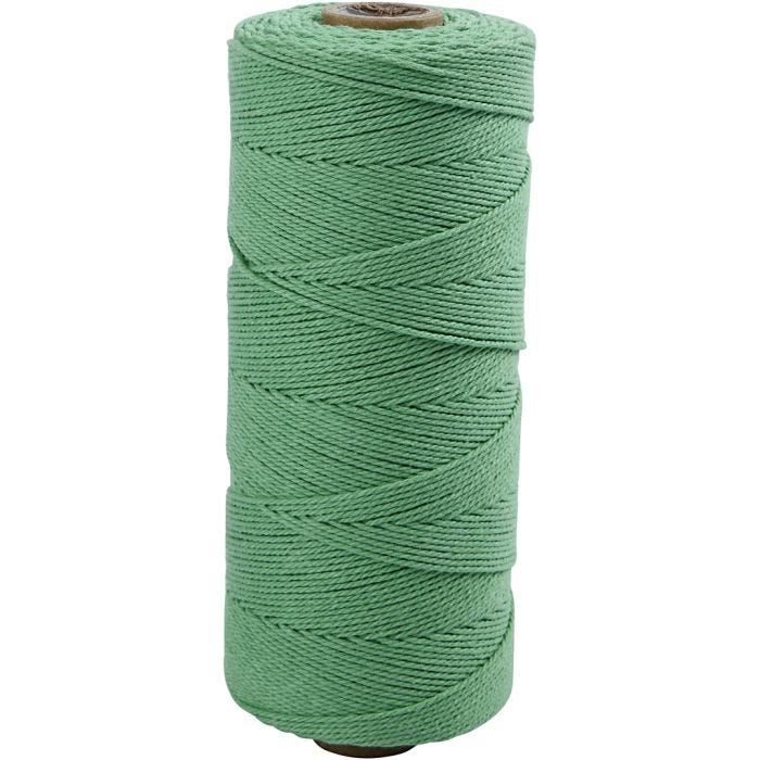 Knyttegarn, L: 315 M, tykkelse 1 mm, Tynn kvalitet 12/12, lys grønn, 220 g/ 1 nst.
