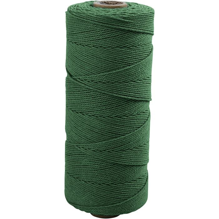 Knyttegarn, L: 315 M, tykkelse 1 mm, Tynn kvalitet 12/12, grønn, 220 g/ 1 nst.