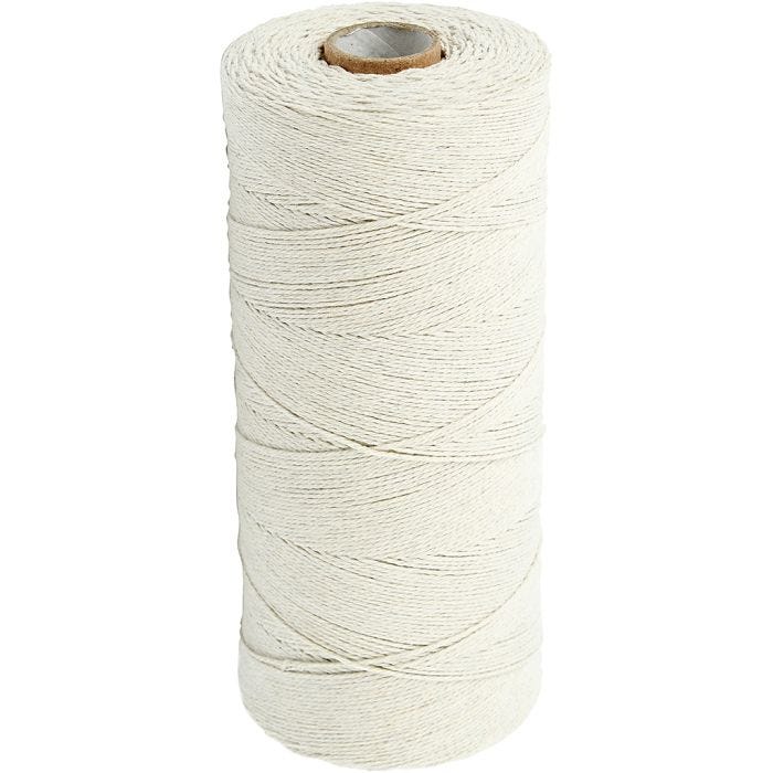 Knyttegarn, 700 M, Ekstra tynn kvalitet 12/6, lys natur, 250g/ 1 nst.