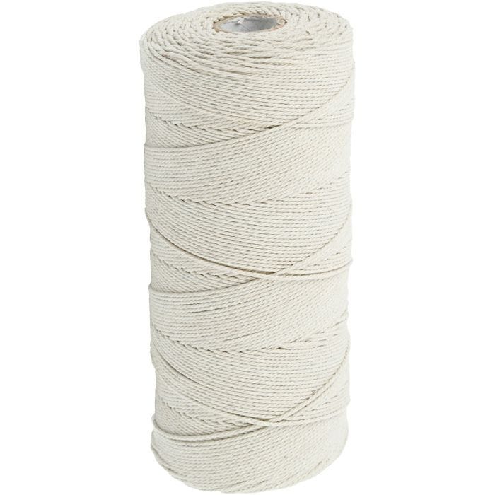 Knyttegarn, L: 315 M, tykkelse 1 mm, Tynn kvalitet 12/12, lys natur, 220 g/ 1 nst.