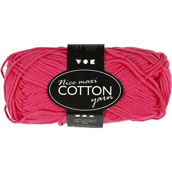 Bomullsgarn, 8/8, L: 80-85 M, str. maxi, pink, 50g/ 1 nst.