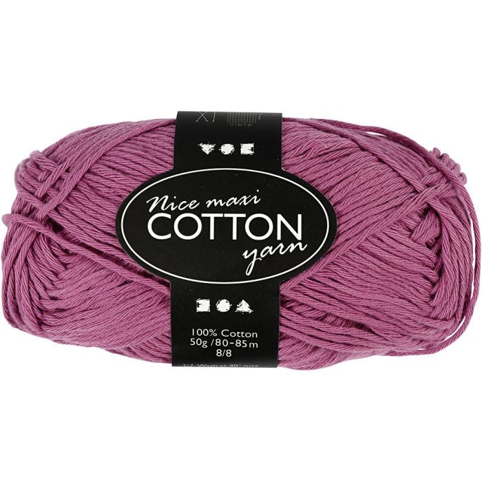 Bomullsgarn, 8/8, L: 80-85 M, str. maxi, violet, 50g/ 1 nst.