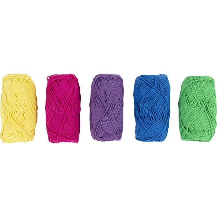 Bomullsgarn, nr. 8/4, L: 5x50 M, colorful, 5x20 g/ 1 pk.
