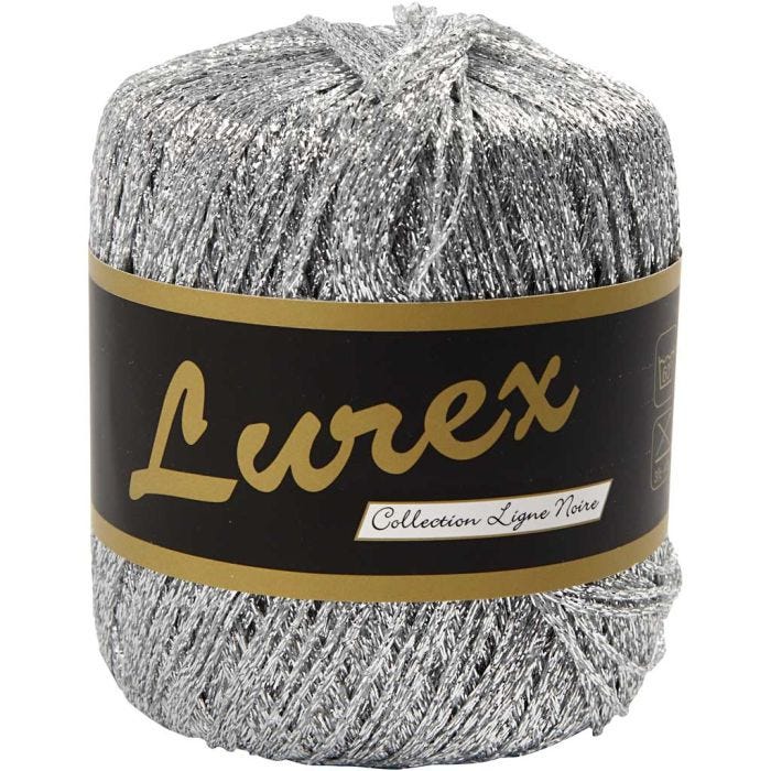 Lurex Garn, L: 160 M, sølv, 25 g/ 1 nst.