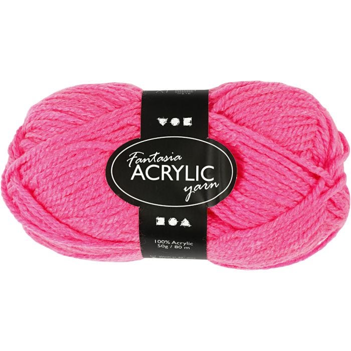 Fantasia Akrylgarn, L: 80 M, neon pink, 50 g/ 1 nst.