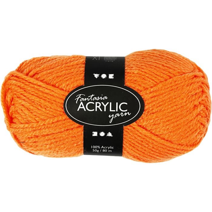 Fantasia Akrylgarn, L: 80 M, neon orange, 50 g/ 1 nst.