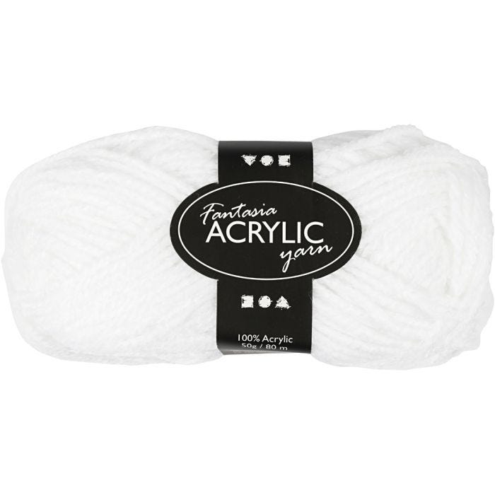 Fantasia Akrylgarn, 80 M, hvit, 50g/ 1 nst.