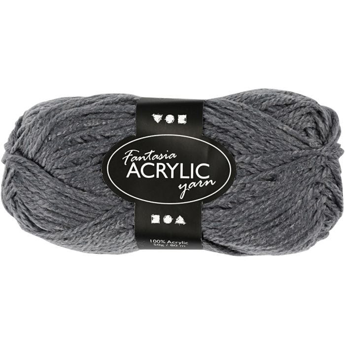 Fantasia Akrylgarn, L: 80 M, grå, 50 g/ 1 nst.