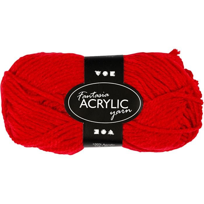 Fantasia Akrylgarn, L: 80 M, rød, 50 g/ 1 nst.