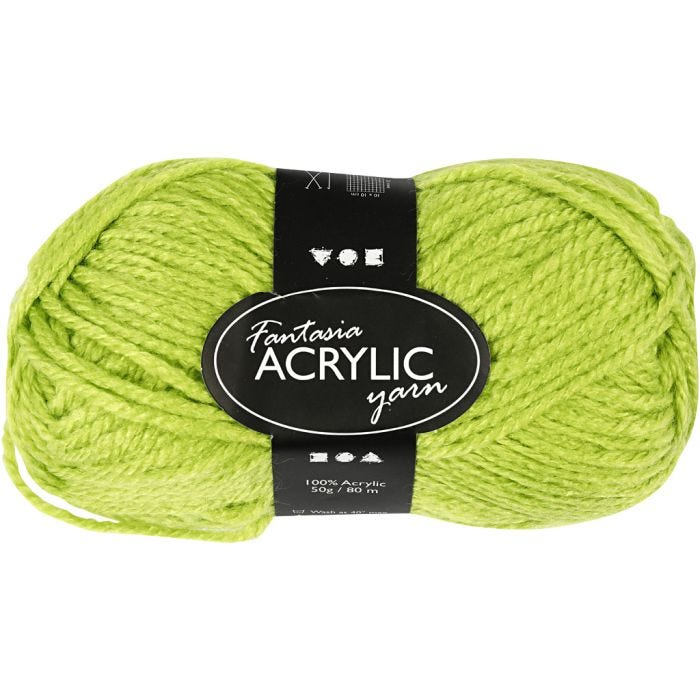Fantasia Akrylgarn, L: 80 M, lys grønn, 50 g/ 1 nst.