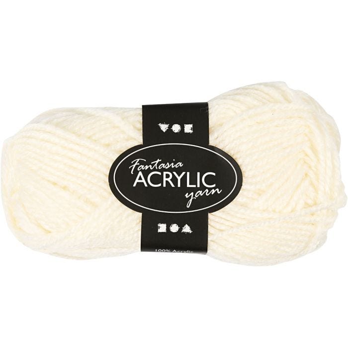 Fantasia Akrylgarn, L: 80 M, råhvit, 50 g/ 1 nst.