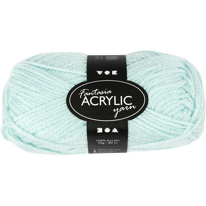 Fantasia Akrylgarn, L: 80 M, mintgrønn, 50 g/ 1 nst.