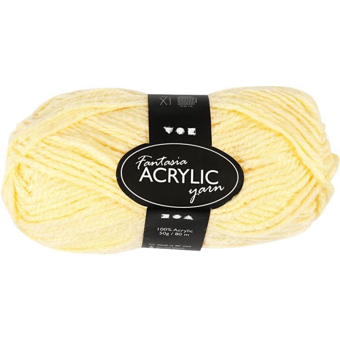 Fantasia Akrylgarn, L: 80 M, lys gul, 50g/ 1 nst.