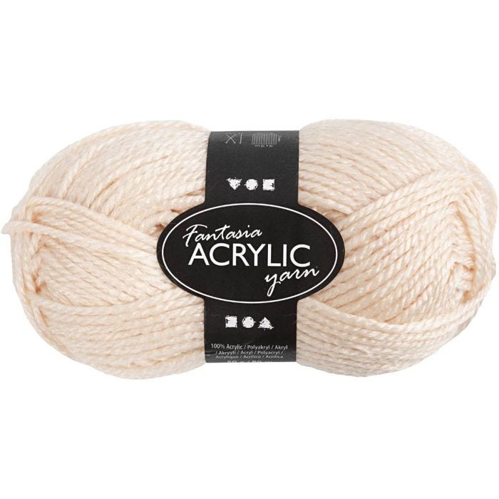 Fantasia Akrylgarn, L: 80 M, lys pulver, 50 g/ 1 nst.
