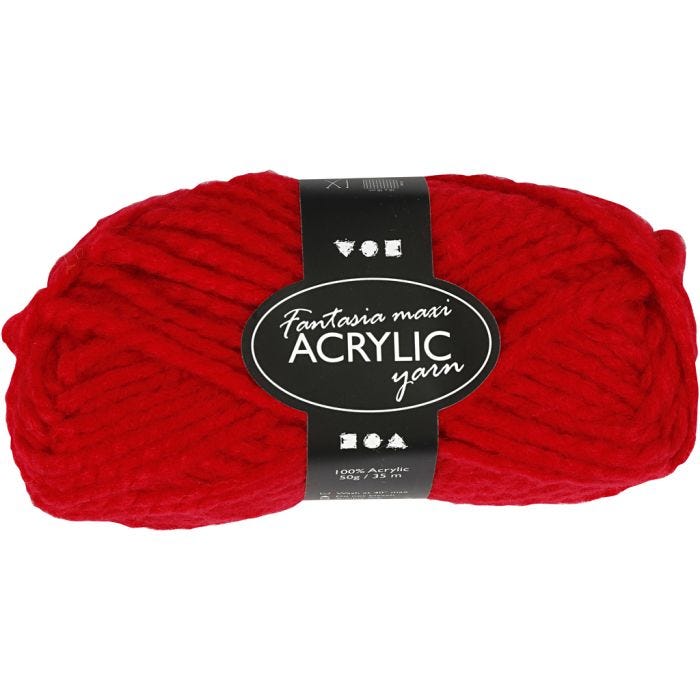 Fantasia Akrylgarn, L: 35 M, Maxi, rød, 50 g/ 1 nst.