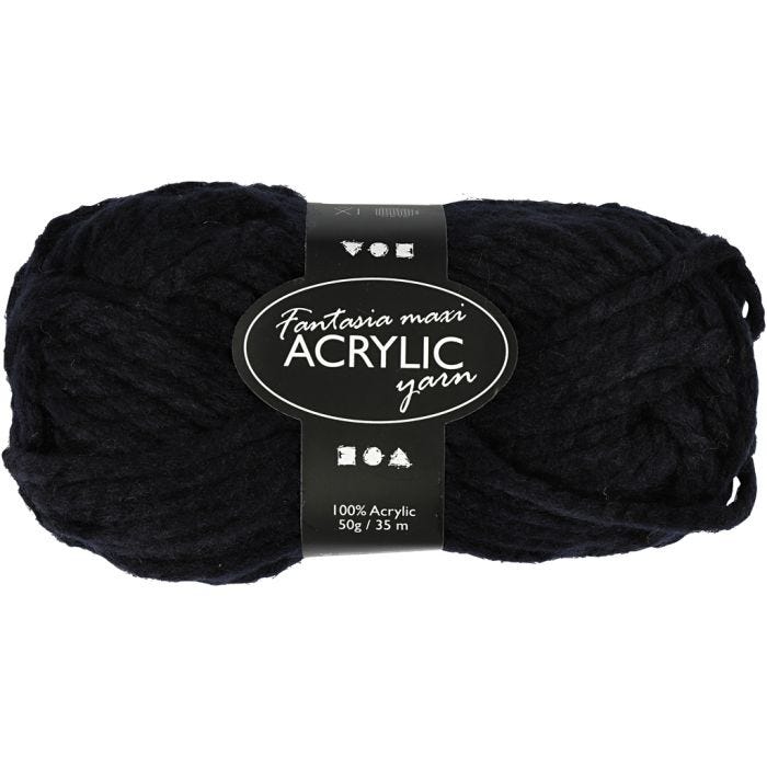 Fantasia Akrylgarn, L: 35 M, Maxi, svart, 50 g/ 1 nst.