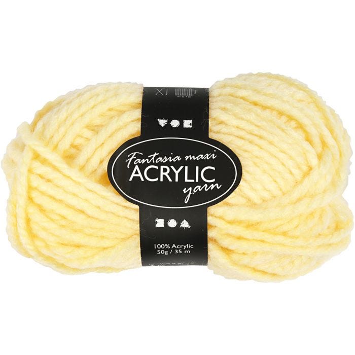 Fantasia Akrylgarn, 35 M, Maxi, lys gul, 50g/ 1 nst.