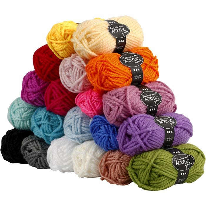 Fantasia Akrylgarn, L: 35 M, Maxi, ass. farger, 20x50 g/ 1 pk.