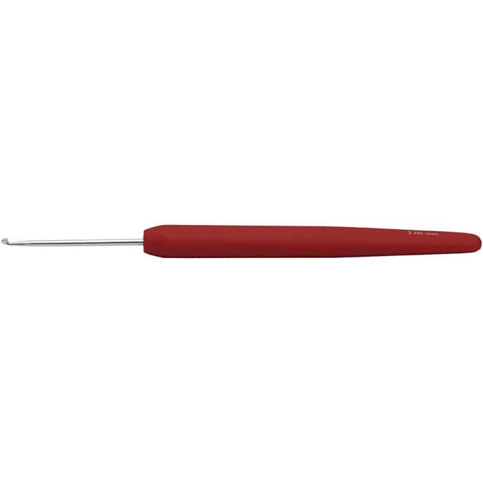 Heklenål, 2, L: 13,3 cm, str. 2 mm, rød, 1 stk.