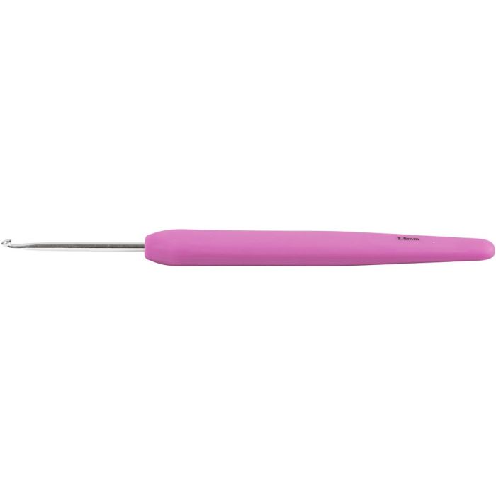 Heklenål, 2,5, L: 13,3 cm, str. 2,5 mm, lys rød, 1 stk.