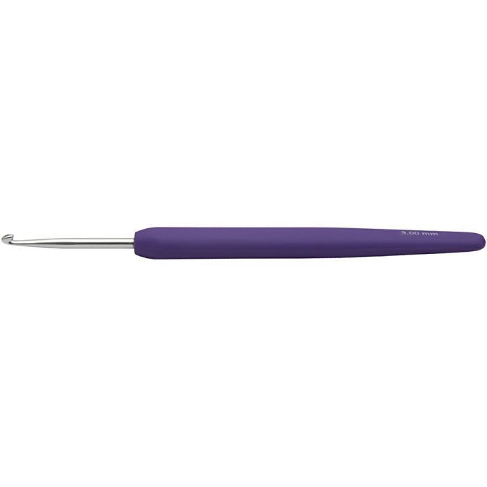 Heklenål, 3, L: 13,3 cm, str. 3 mm, lilla, 1 stk.