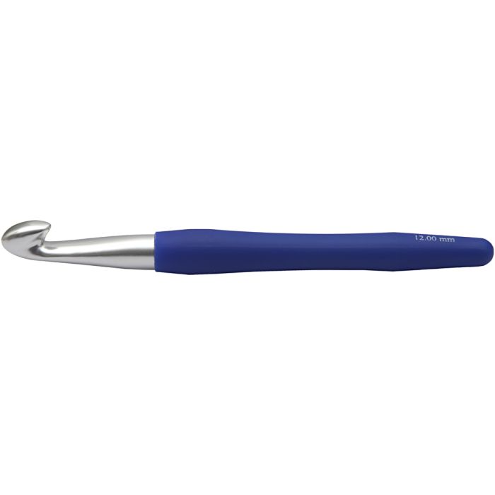 Heklenål, 12, L: 16 cm, str. 12 mm, blå, 1 stk.