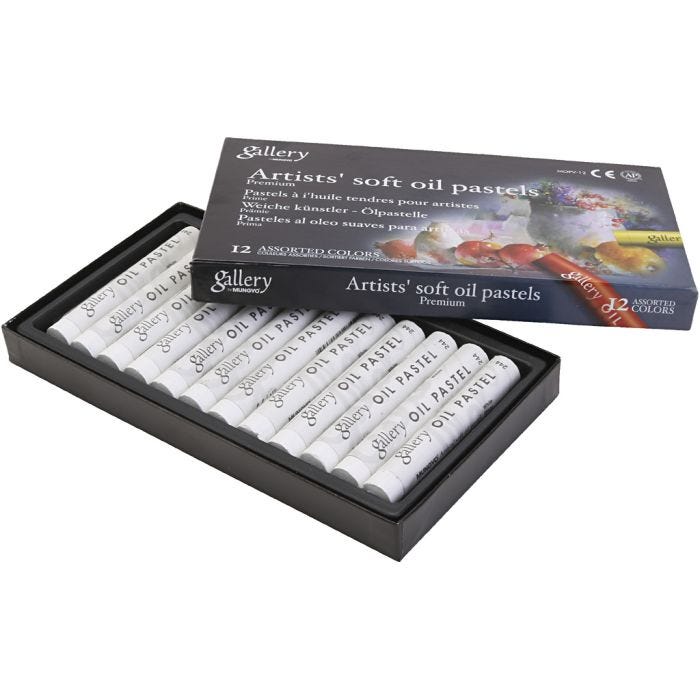 Gallery Oljepastell, L: 7 cm, dia. 11 mm, tykkelse 11 mm, hvit, 12 stk./ 1 pk.