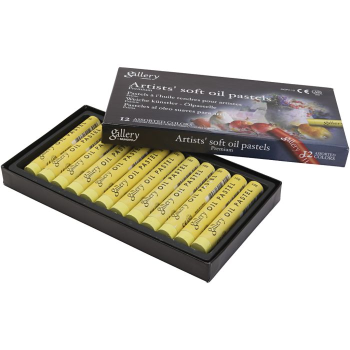Gallery Oljepastell, L: 7 cm, dia. 11 mm, tykkelse 11 mm, sitron gul, 12 stk./ 1 pk.