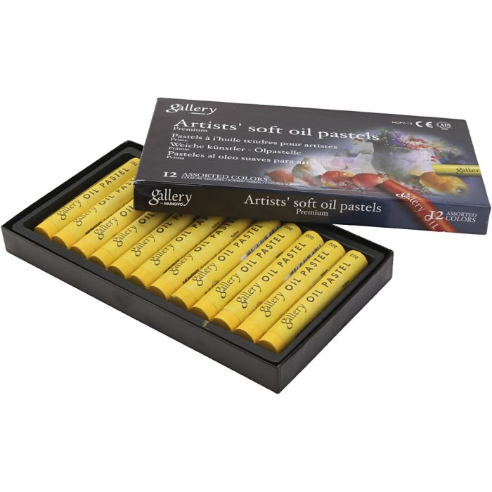 Gallery Oljepastell, L: 7 cm, dia. 11 mm, tykkelse 11 mm, gul, 12 stk./ 1 pk.