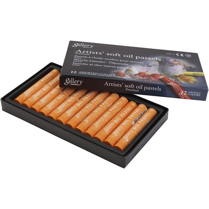 Gallery Oljepastell, L: 7 cm, dia. 11 mm, tykkelse 11 mm, orange, 12 stk./ 1 pk.