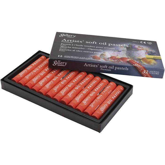 Gallery Oljepastell, L: 7 cm, dia. 11 mm, tykkelse 11 mm, vermilion, 12 stk./ 1 pk.